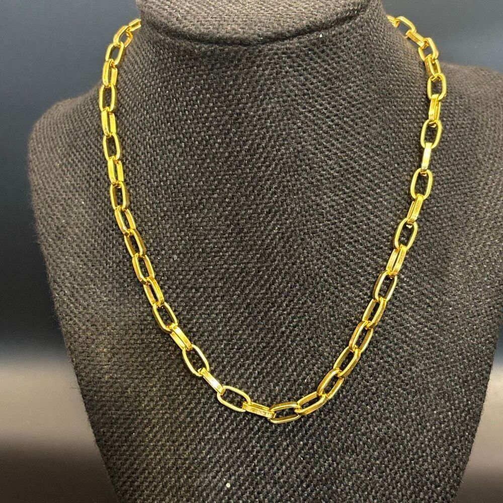 Gold Chain Necklace, 16”, Paperclip Style Chain, NEW, Handmade, fashion jewelry